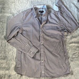 Johnston & Murphy Brown and White Checkered Shirt